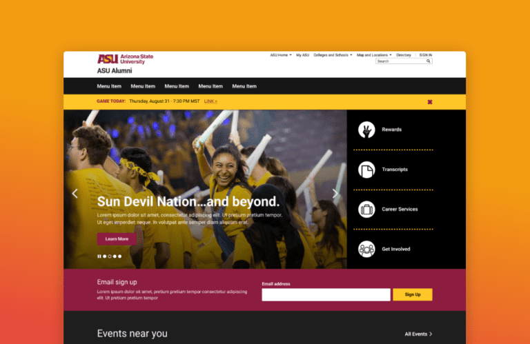 ASU homepage screenshot