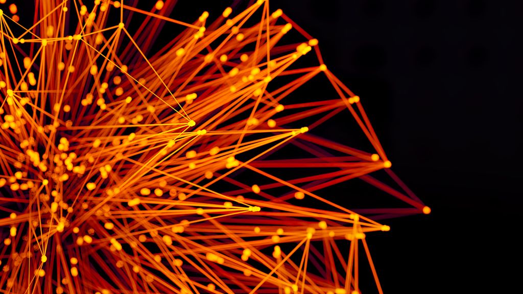 Abstract web of glowing orange lines linking many points on a dark background, representing sites spread across a domain